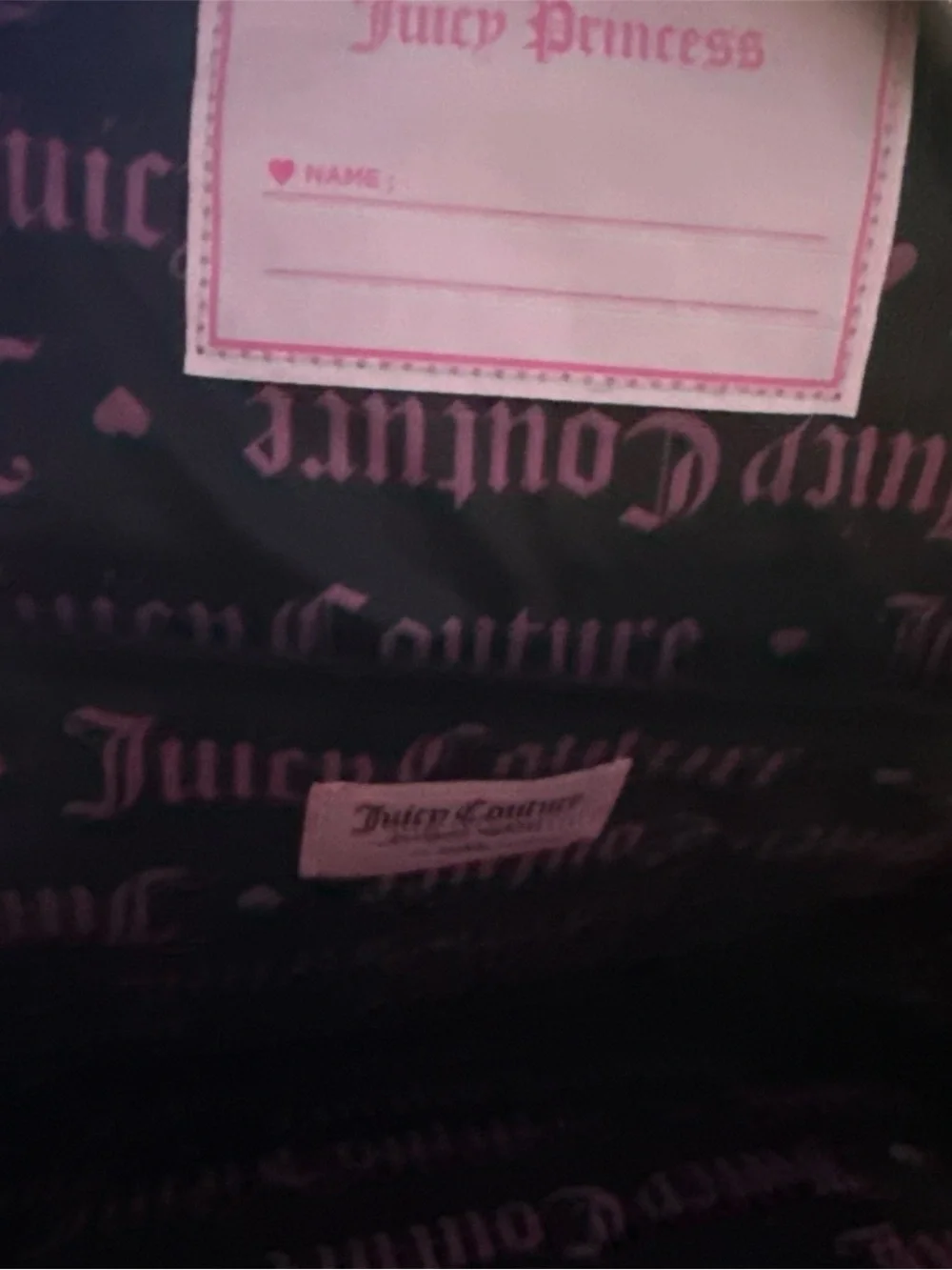 Juicy Couture Black Quilted Backpack with Rose Gold Heart Charm Chain